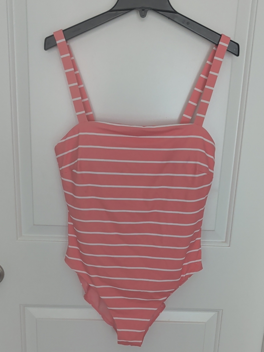 Vineyard Vines Coral and White Striped Square Neck Women's One-Piece Swim